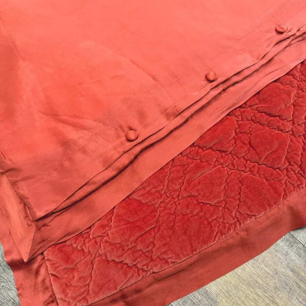 POTTERY BARN Velvet & Silk Diamond Quilt Standard Shams Terracotta RARE 2016